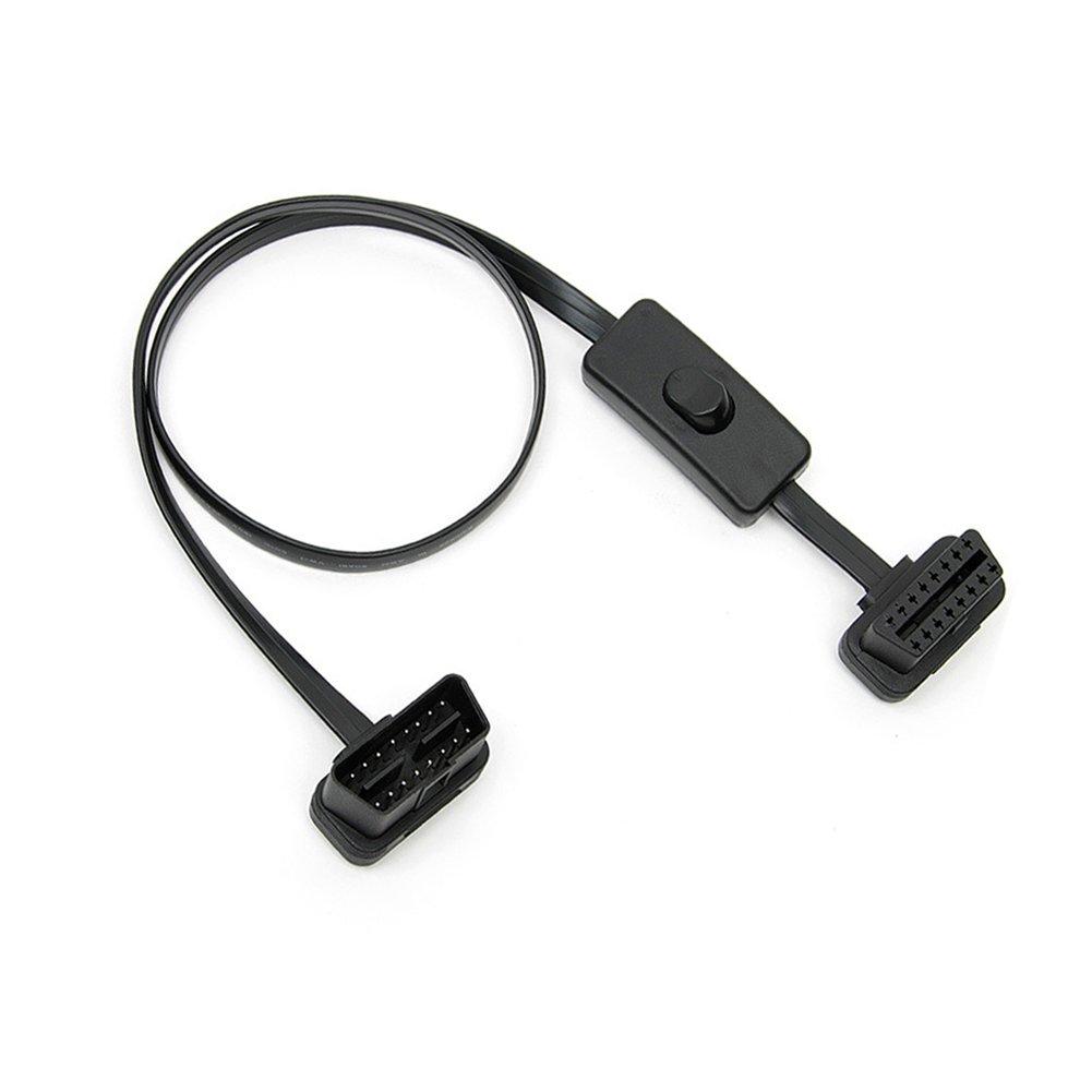 LITOON OBD2 Extension Cable OBD Connectors, Car OBD2 Diagnostic Cable with Switch 60cm 16 Pin Interface Pass-Through for All OBD2 Vehicles