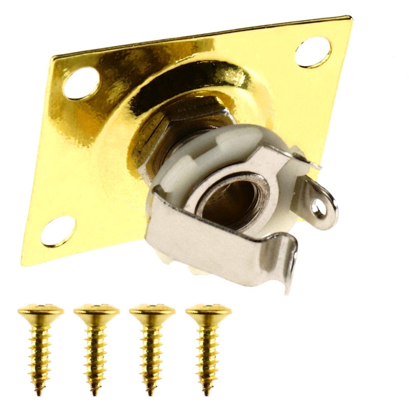 SING F LTD Electric Guitar Output Jack Plate and Socket Square to fit LP Tele Style Guitar Universal Bass Gold