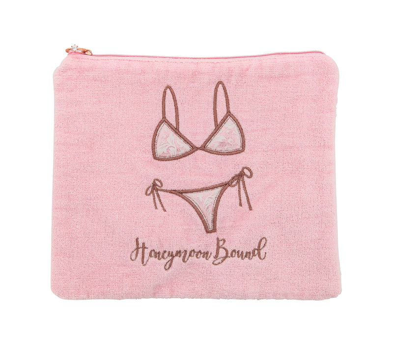 Miamica Women's Honeymoon Bound Bridal Terry Bikini Bag, Travel Accessory, Pink, One Size