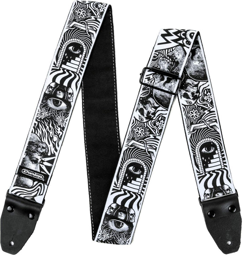 Jim Dunlop I Love Dust Black & White Skulls Guitar Strap (ILD04)