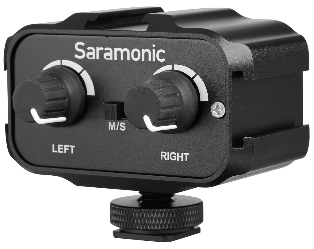 Saramonic SR-AX100 Microphone Audio Mixer and Cold Shoe Mounting Hub for DSLR Cameras and Camcorders (Black)