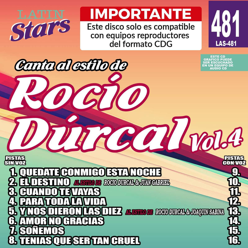 Karaoke Latin Stars 481 Rocio Durcal Vol. 4 - Importante: Este disco solo es compatible con reproductores del formato CDG