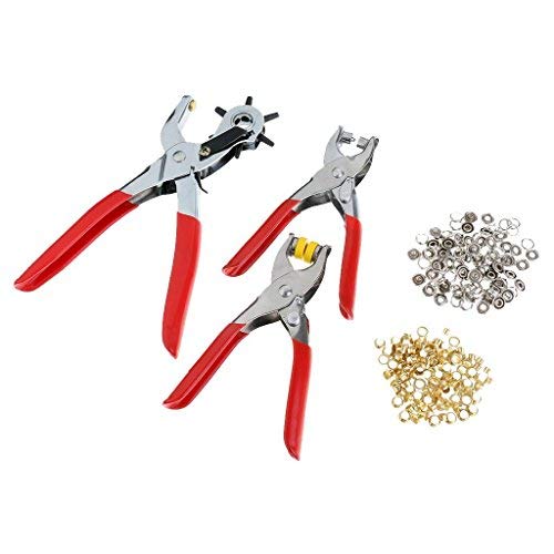 3 Pieces Revolving Hole Punch&Eyelet Plier &Press Snap Plier with Eyelets Grommets and Pliers (B)