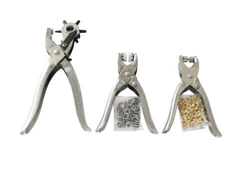 3 Pieces Revolving Hole Punch&Eyelet Plier &Press Snap Plier with Eyelets Grommets and Pliers (A)