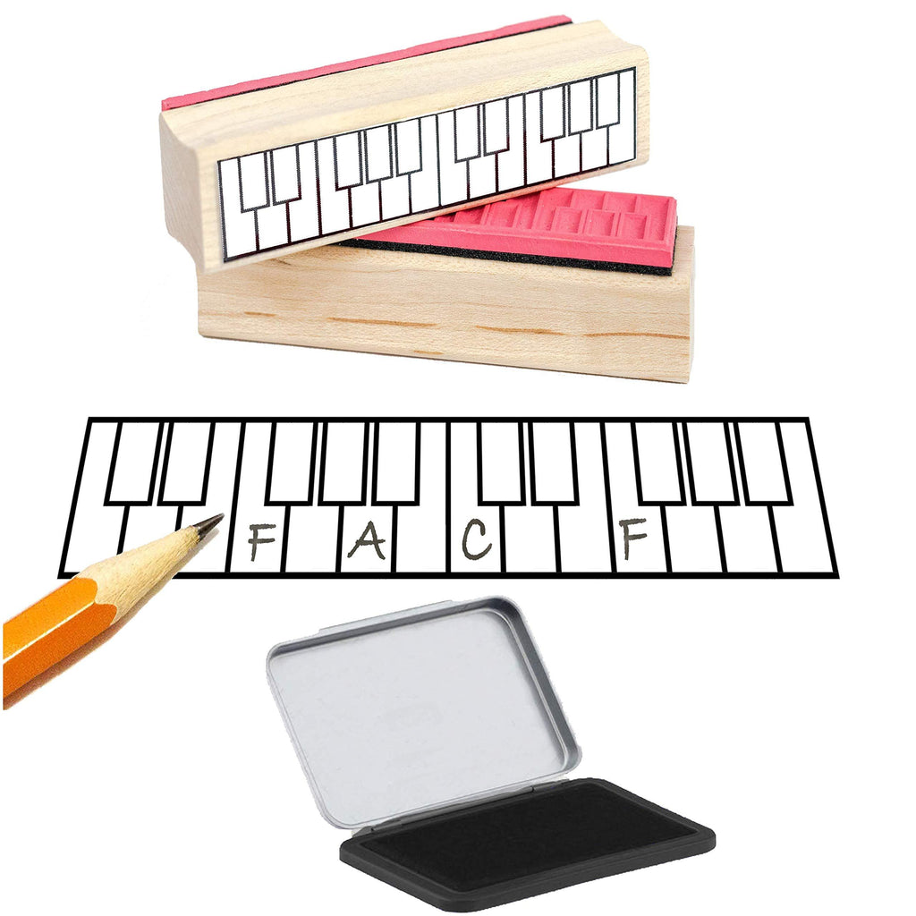 Pad and Two-Octave Piano Diagram Rubber Stamp