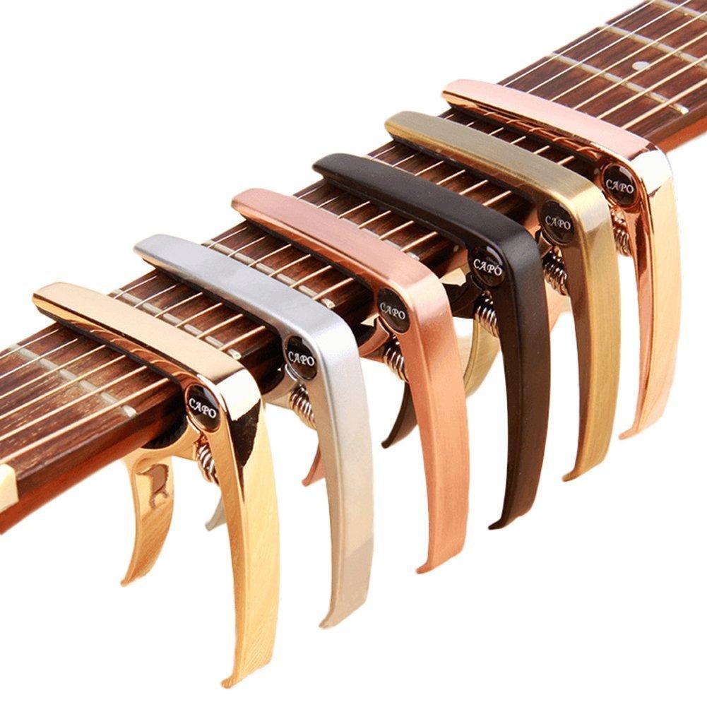 ZEALUX Multifunctional Guitar Capo for Guitars, Ukulele, Banjo, Mandolin, Bass. Ultra Lightweight Aluminum Metal for 4 & 6 & 12 String Instruments - Premium Accessories (Rose Gold) Rose Gold