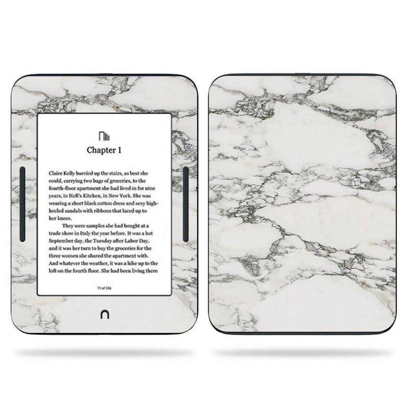MightySkins Skin Compatible with Barnes & Noble Nook GlowLight 3 (2017) - White Marble | Protective, Durable, and Unique Vinyl Decal wrap Cover | Easy to Apply, Remove | Made in The USA