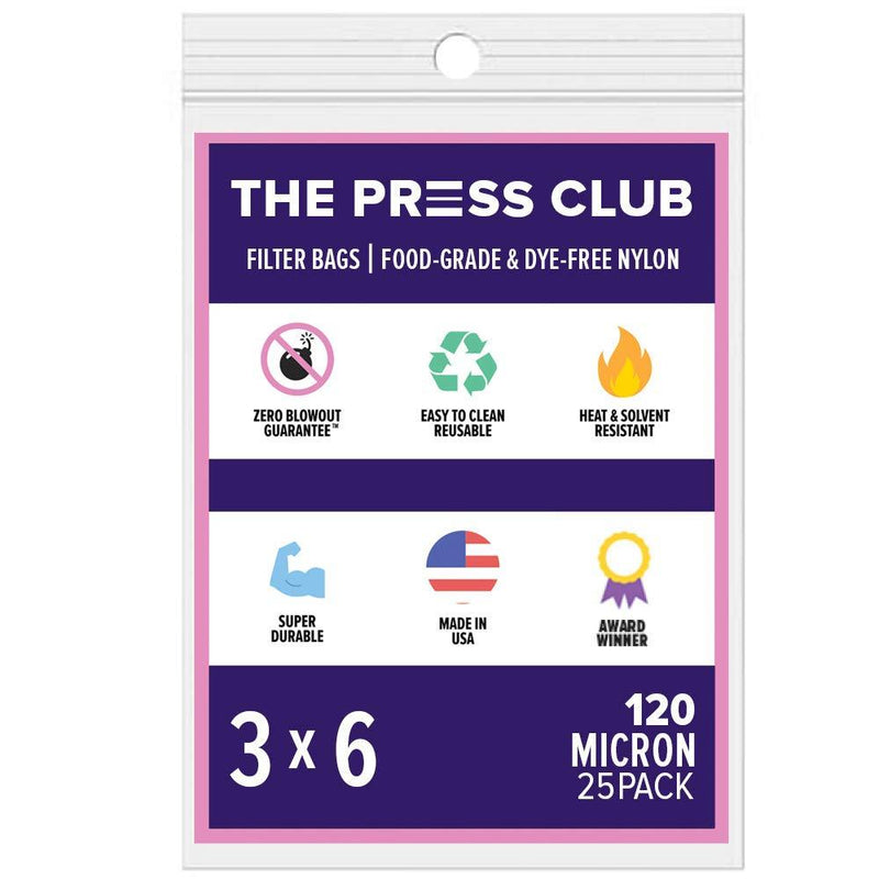 120 Micron | Premium Nylon Tea Filter Press Screen Bags | 3" x 6" | 25 Pack | Zero Blowout Guarantee | All Micron & Sizes Available 120 micron