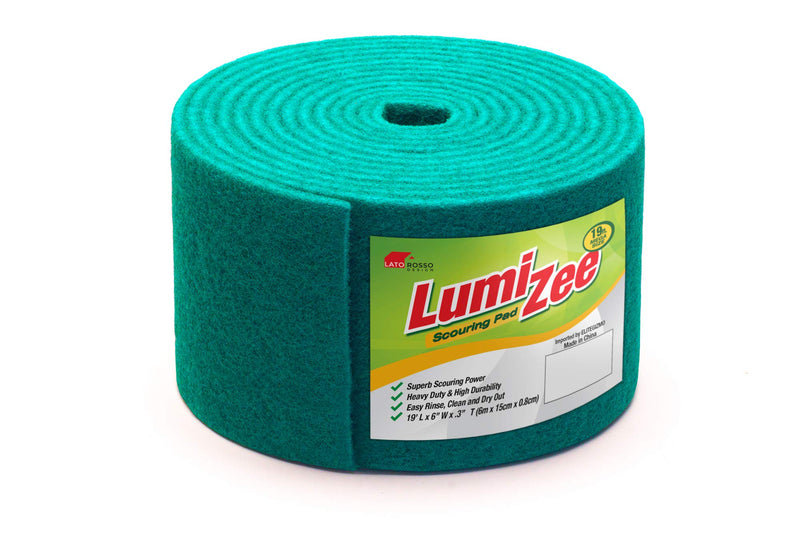 [AUSTRALIA] - Green Scrubbing Pad Roll 19ft Economy Size Medium Duty Abrasive Scrub Sponge scouring Pads 19ft x 6in x 0.3in (6m x 15cm x 8mm) Scrubby Tough Stains Cleaning Pans Dishes Stoves Bathroom Sinks Grills 