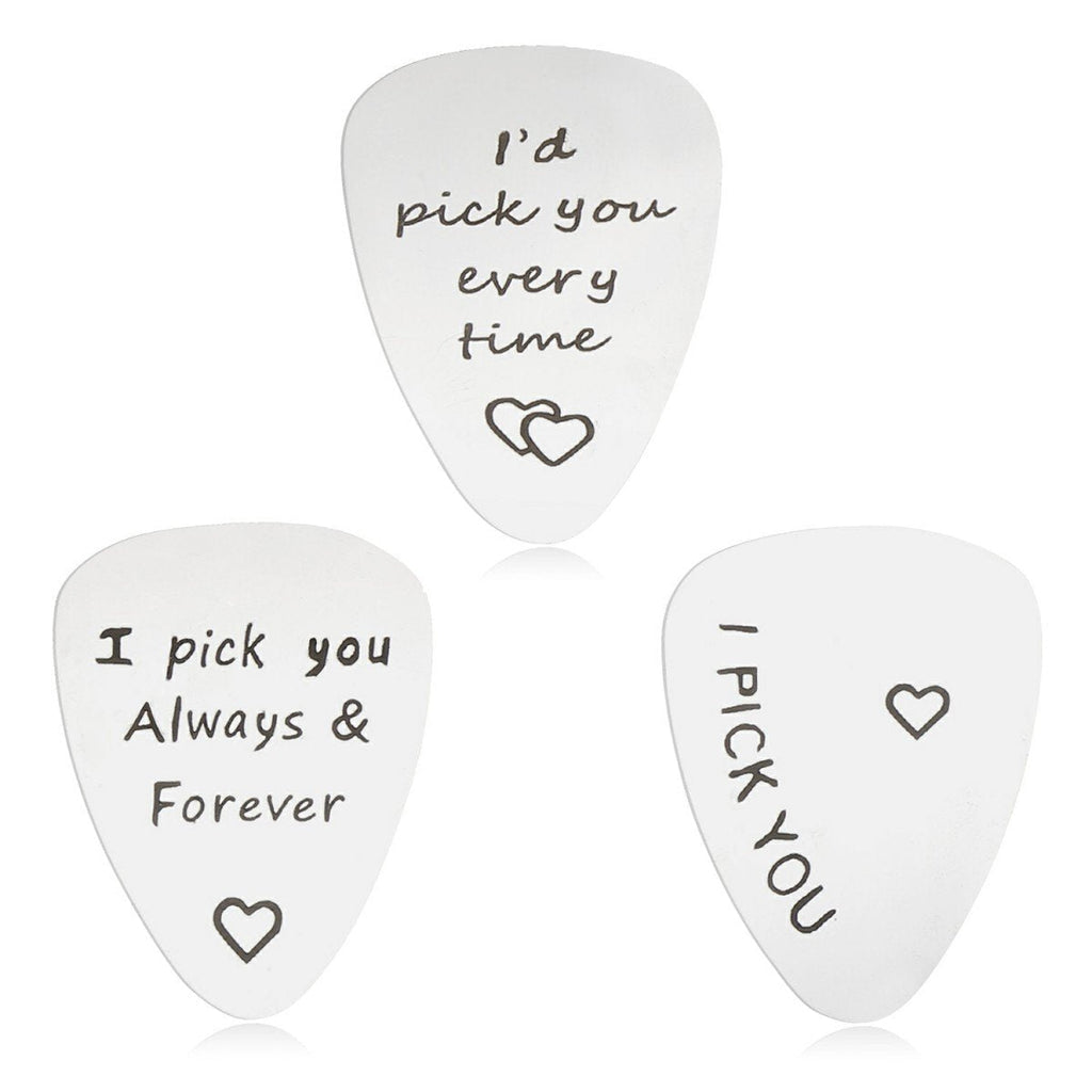 3 PCS Guitar Pick Jewelry Gifts for Him Men-Unique Birthday Gift for Musician Husband Boyfriend Wedding Valentines Father's Day