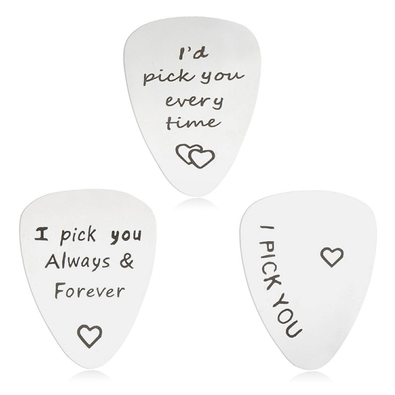 3 PCS Guitar Pick Jewelry Gifts for Him Men-Unique Birthday Gift for Musician Husband Boyfriend Wedding Valentines Father's Day