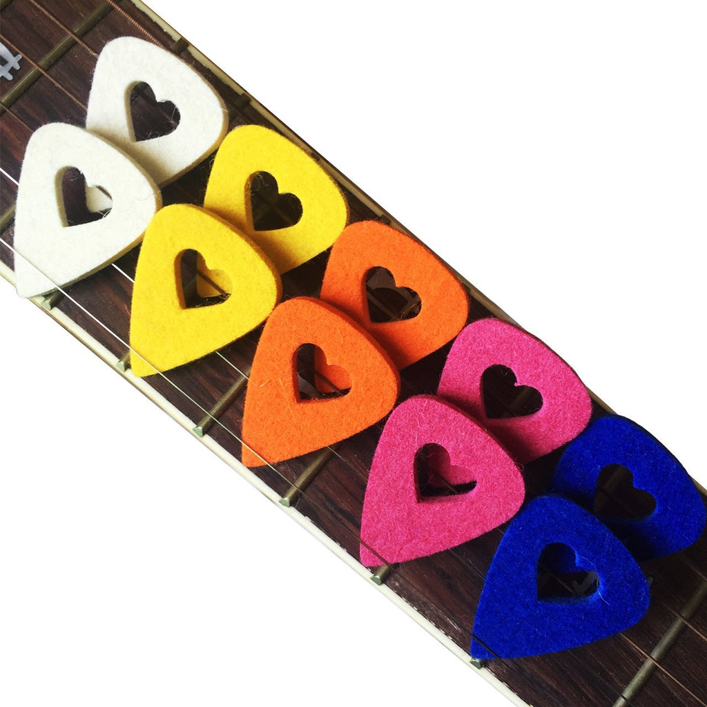 MIBOW Ukulele Picks 10 Pieces Guitar Picks Colorful Felt Picks for Guitar,Bass,Ukulele,Mandolin,Banjo 10 Pocks WarmColor