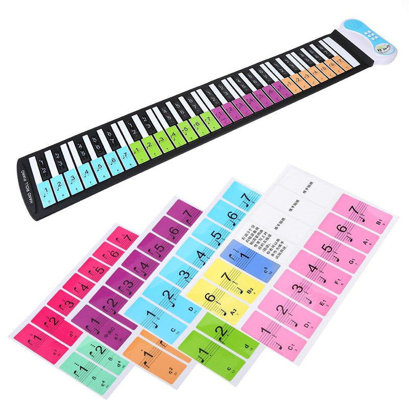 Removable Piano Stickers,Electronic Keyboard Note Keys Stickers Labels for 49/61 / 76/88 Key Keyboards for Kids and Beginners Learning Piano or Keyboard (Multicolor) Multicolor