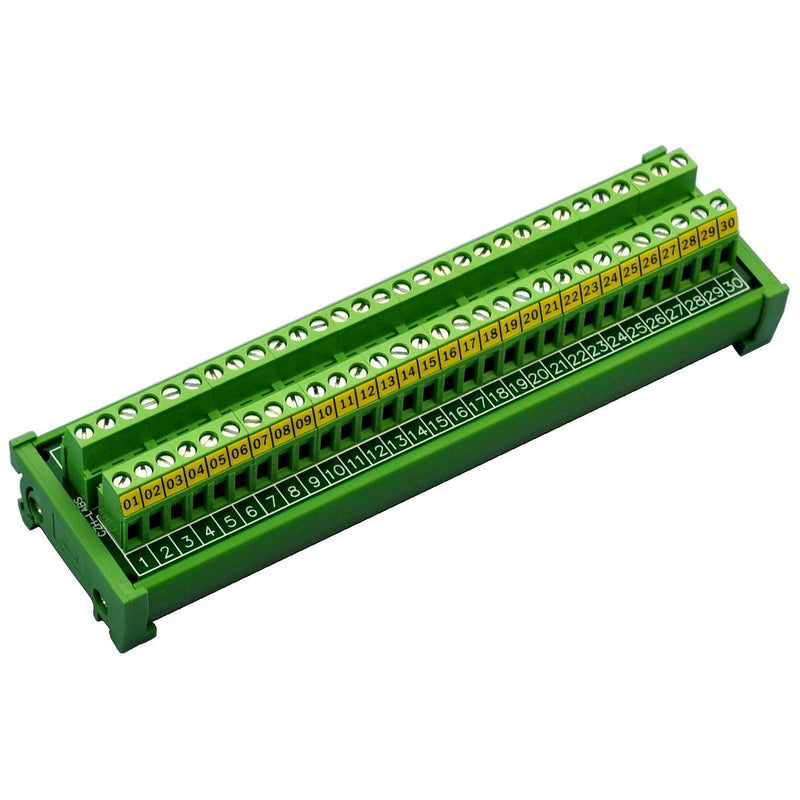 Electronics-Salon DIN Rail Mount 30 Position 24A / 400V Screw Terminal Block Distribution Module.