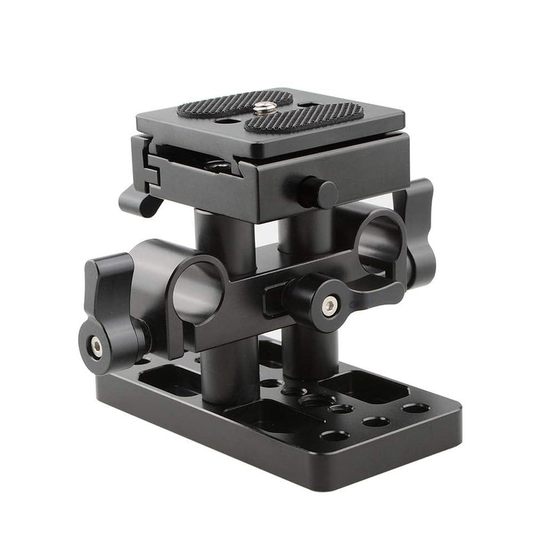 CAMVATE Quick Release Plate with 15mm Rail Riser Support System for Arca Swiss Standard(Height Adjustable) - 1795