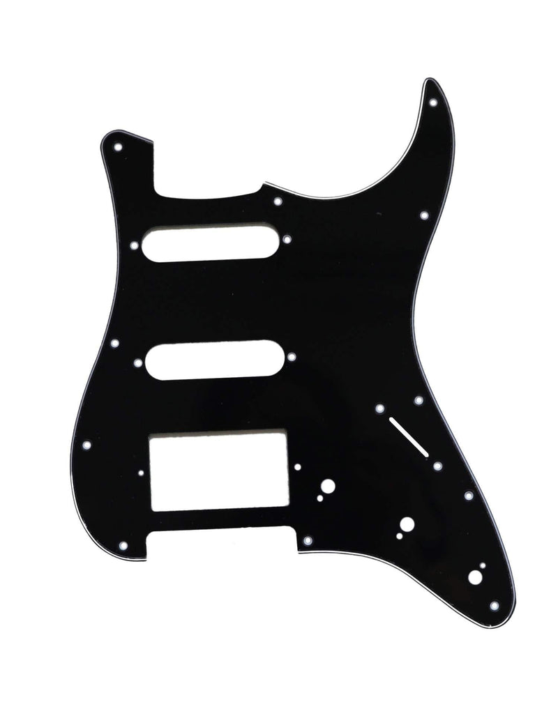 Metallor Electric Guitar Pickguard 3 Ply 11 holes 2 Single Pickup 1 Humbucker Pickup SSH Compatible with Strat Style Modern Guitar Parts Replacement(Black) Black