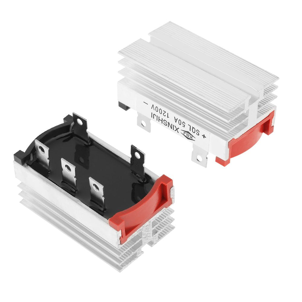 Bridge Rectifier,2pcs Bridge Rectifier 3 Phase Diode 50 Amp 1200V Aluminum Bridge Rectifier Diode