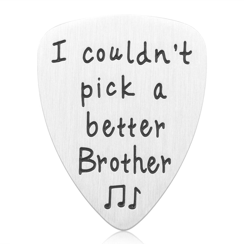 Birthday Gifts for Brother - Stainless Steel I Couldn't Pick A Better Brother Guitar Pick Jewelry, Unique Birthday Gift for Musician Brother