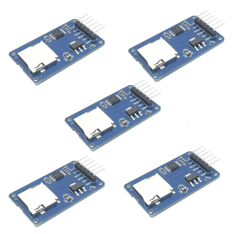 HiLetgo 5pcs Micro SD TF Card Adater Reader Module 6Pin SPI Interface Driver Module with chip Level Conversion for Arduino UNO R3 MEGA 2560 Due