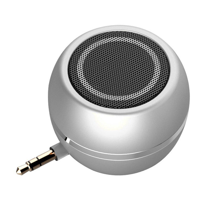 Rumfo Mini Phone Speaker Portable Line-in Speakers with 3.5mm Aux Audio Jack Rechargeable Plug and Play Clear Bass Speaker Universal for Cell Phone iPad MP3 MP4 Tablet Computer (Silver) Silver