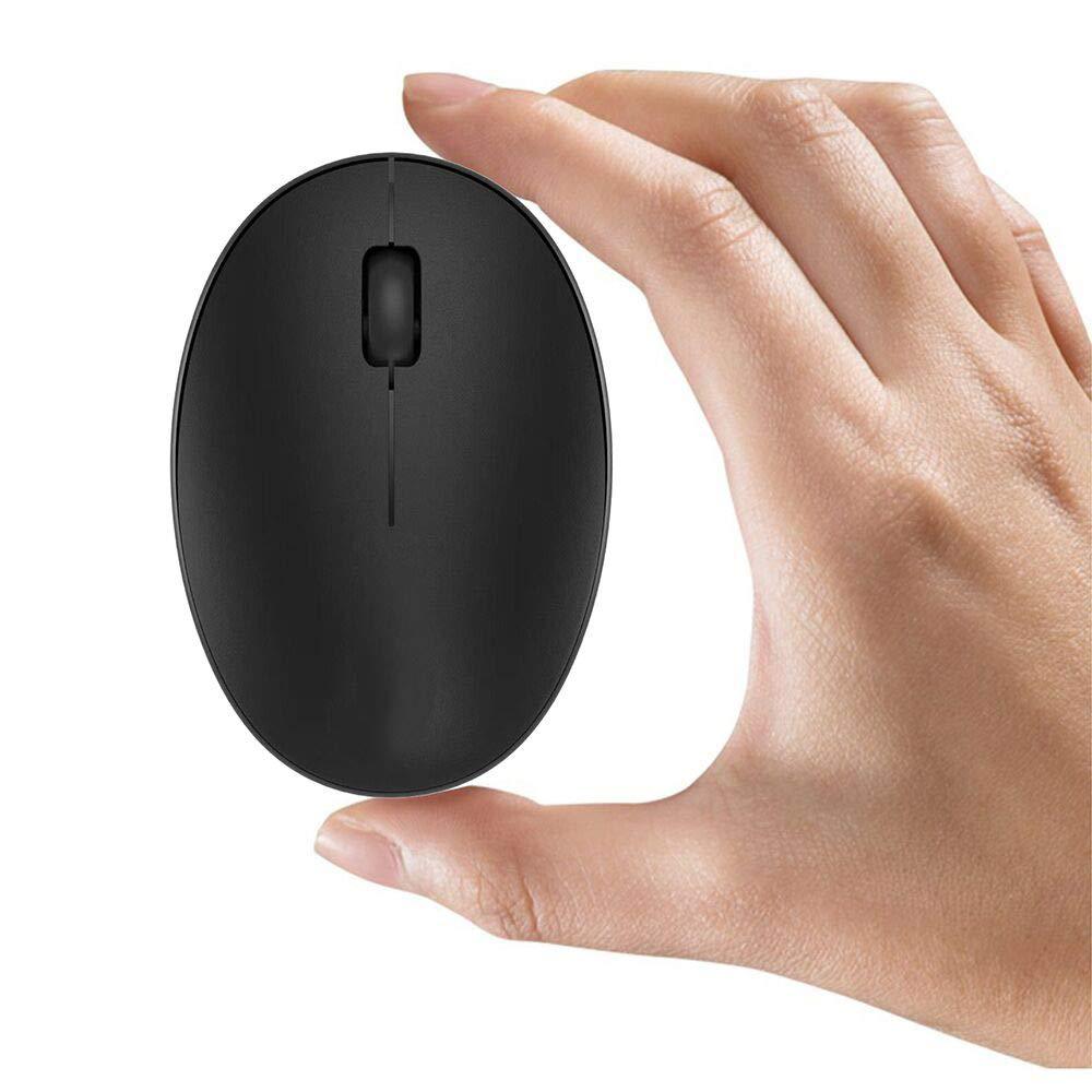 TENMOS Mini Rechargeable Wireless Mouse, 2.4GHz Optical Travel Mouse Silent Wireless Computer Mice with USB Receiver, Auto Sleeping, 3 Buttons, 1000 DPI Compatible with Laptop, PC, Chromebook (Black) black