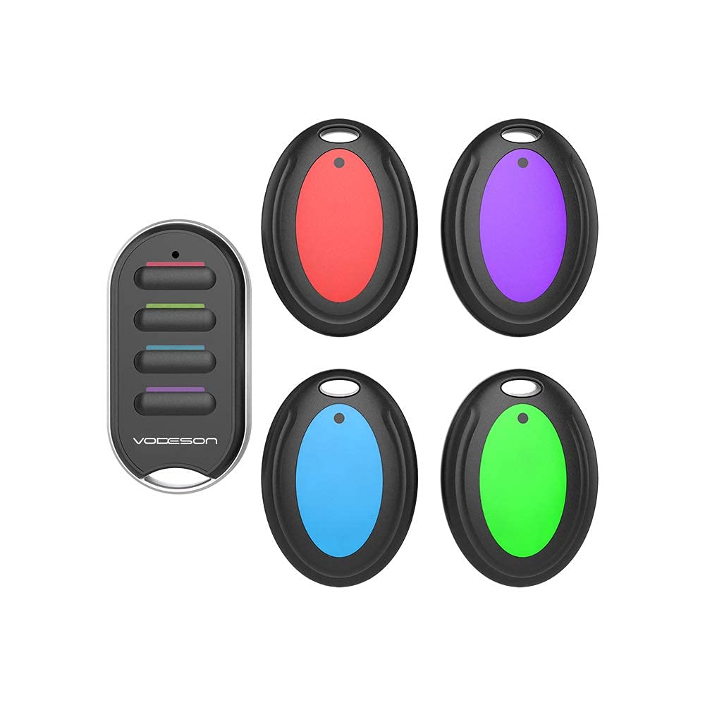 VODESON Wireless Key Finder RF Item Locator Item Tracker with Remote for Keys Keychain Wallet TV Remote Phone Luggage Pet Remote Beeper Tracking Device 4 Receivers - No APP Required,Battery Included