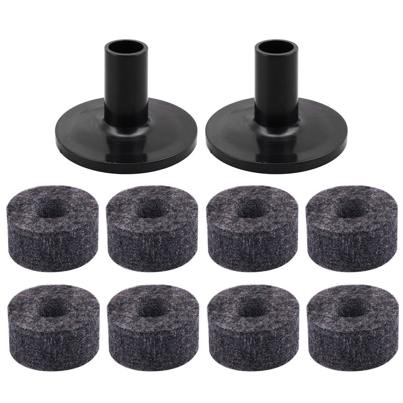 8PCS Cymbal Stand 25mm Felt Washer + 2PCS Cymbal Sleeves Replacement for Shelf Drum Kit