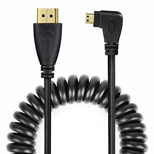 UCEC Left-Angled Micro HDMI to HDMI Male Cable Stretched Length for Cameras Left angled micro hdmi cable