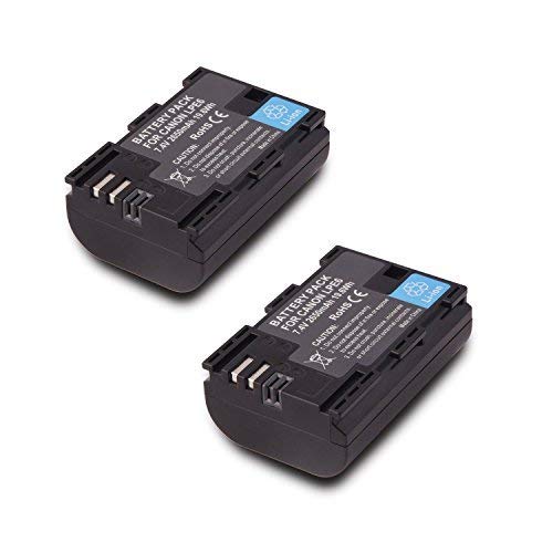 [AUSTRALIA] - 2 Pack Replacement Canon LP-E6 LP E6N Battery for Canon 60D, 70D, 80D, 5DS R, 5D Mark II III IV, 6D, 7D, C700, XC15, Cameras (2650mAh, 100% Compatible with Original) LP-E6 battery 