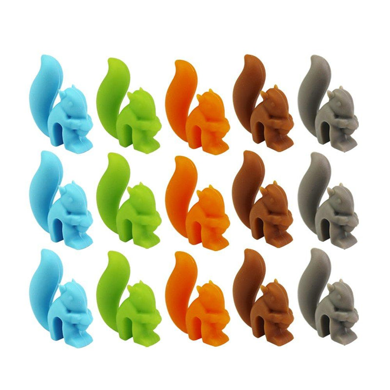 Tea Bag Holder 15 Pcs Cut Squirrel Shape Silicone Tea Bag Holder Drink Marks