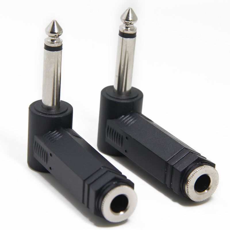 [AUSTRALIA] - Ancable 2-Pack 1/4 Inch Right Angle TS Male to 1/4 Inch TS Female Adapter, 6.35mm 1/4" Mono Connector for Bottom Plug Guitar/V-Shape Guitar/Front Facing Jack Guitar 