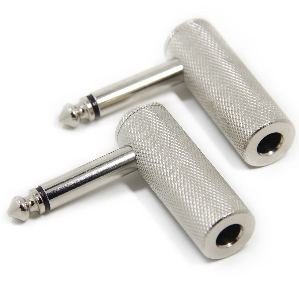 [AUSTRALIA] - Ancable 2-Pack Premium 1/4 Inch Right Angle Guitar Cable Adapter, 6.35mm 1/4" TS Mono Male to Female Heavy Duty Metal Connector for Bottom Plug Guitar/V-Shape Guitar/Front Facing Jack Guitar 