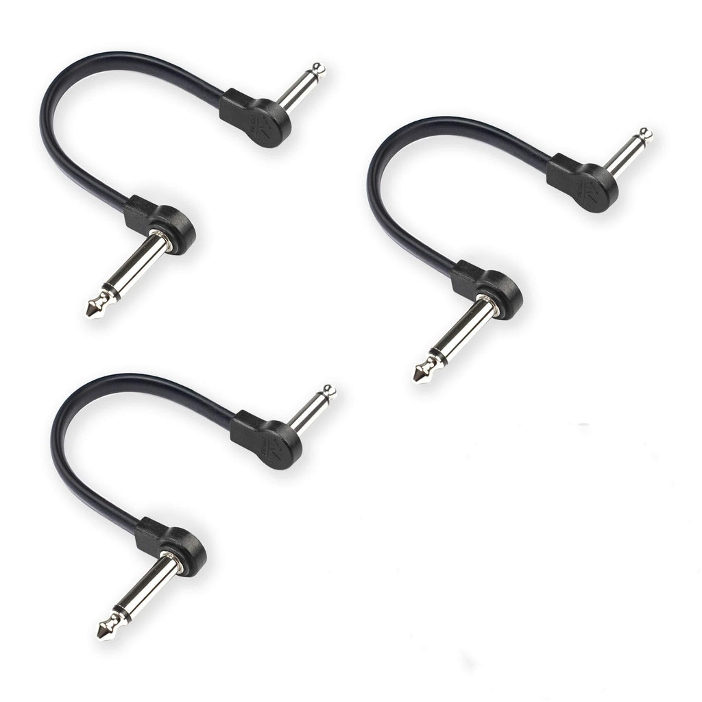 [AUSTRALIA] - M MAKA Flat Low Profile Guitar Patch Cable 6 inch for Effects Pedals, 1/4 inch Right-Angle, Black, 3-Pack New Version 6" 