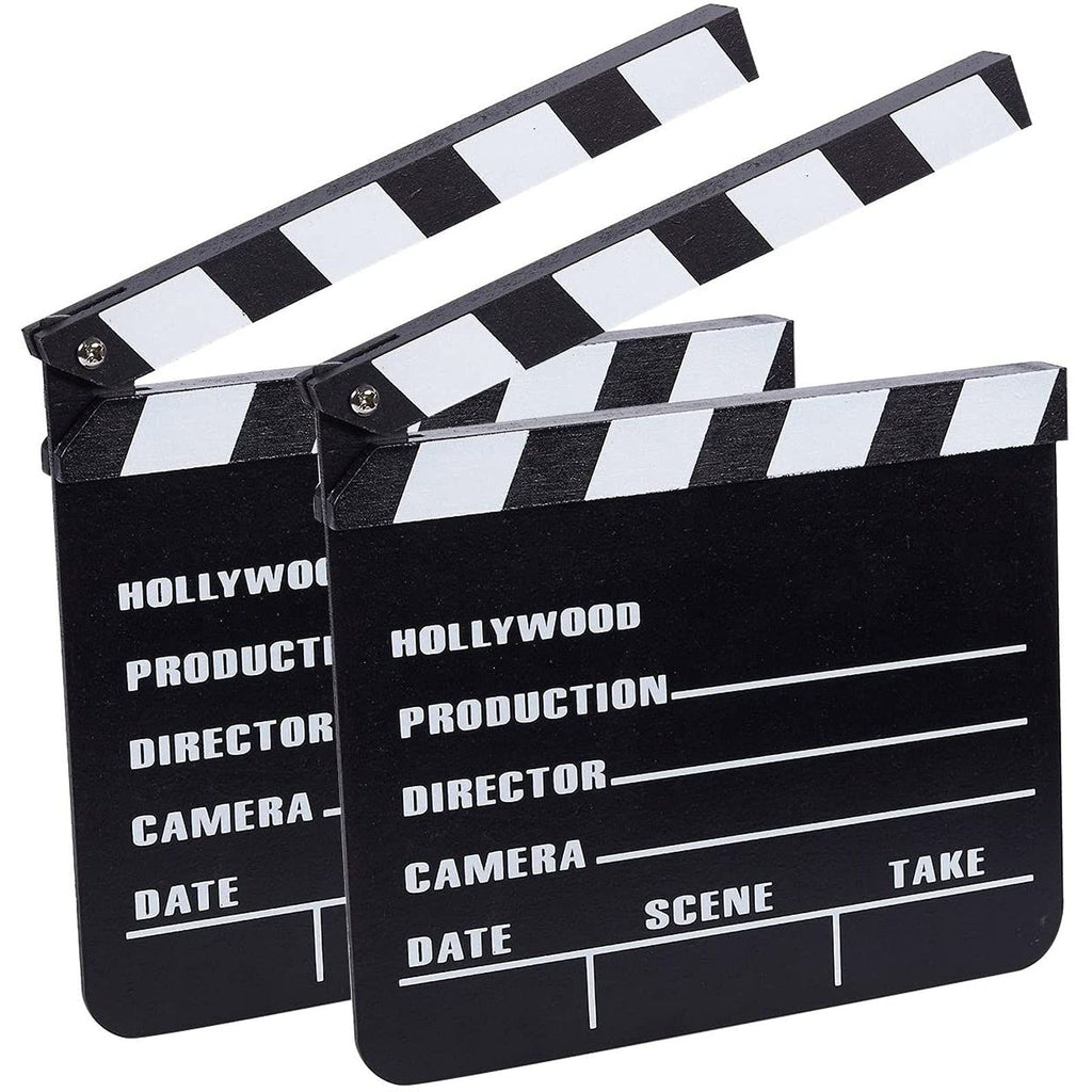 Clapper Board - 2-Pack Movie Clapboards, Director Film Slate for Movie Scene Production Decoration Prop, Black, 8 x 0.5 x 7.25 Inches