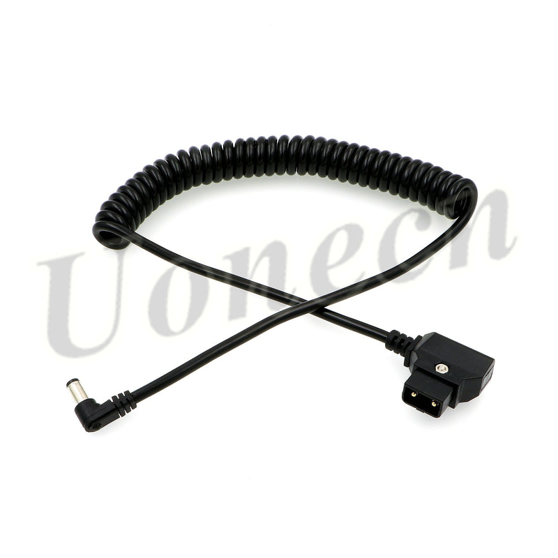 Uonecn ARRI RED Cable D-tap to Right Angle DC 5.5 * 2.5mm Coiled Power Cable for DSLR Rig Power V-Mount Anton Battery