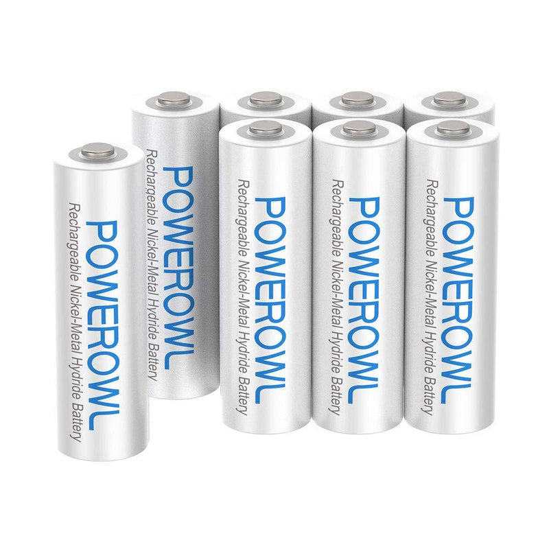 AAA Rechargeable Batteries, POWEROWL Rechargeable AAA Batteries 1000mAh High Capacity 1.2V NiMH Low Self Discharge Rechargeable AAA Battery, 8 Pack AAA-8P