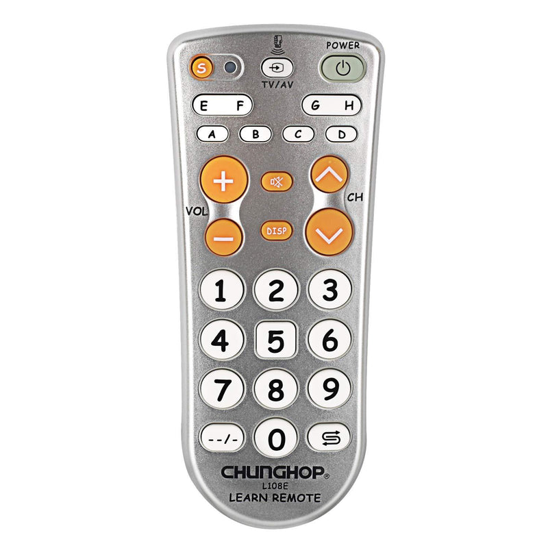 Remote Control Combinational Universal Learning Controller Chunghop L108E for TV/SAT/DVD/CBL/DVB-T/AUX Big Button Silver