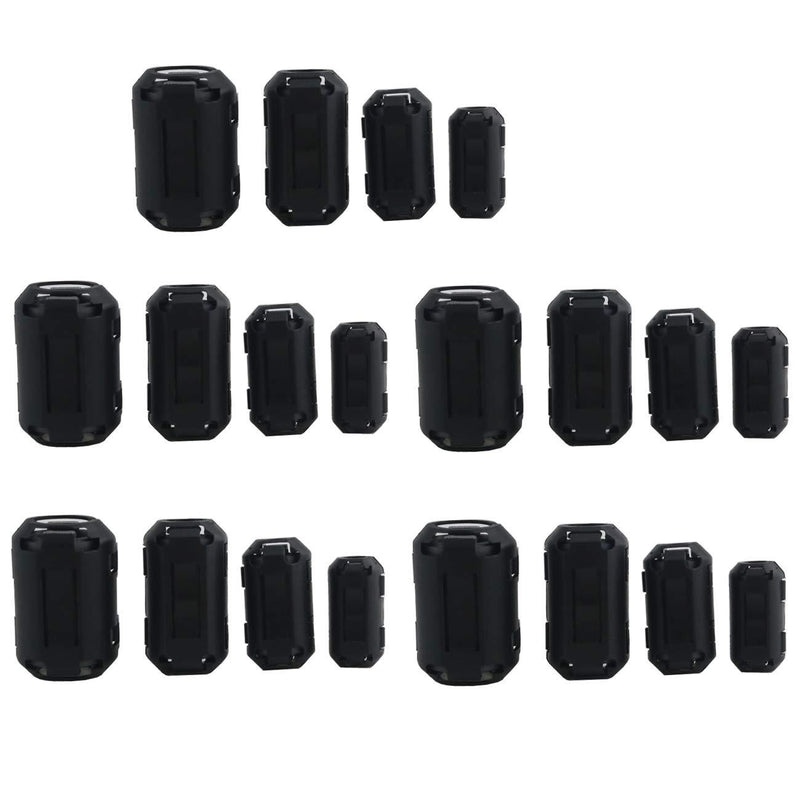 Ogrmar 20PCS EMI RFI Noise Filter Clip/Noise Suppressor Cable Clip for 5mm/ 7mm/ 9mm/ 13mm Inner Diameter USB/Audio/Video Cable Power Cord (Black)