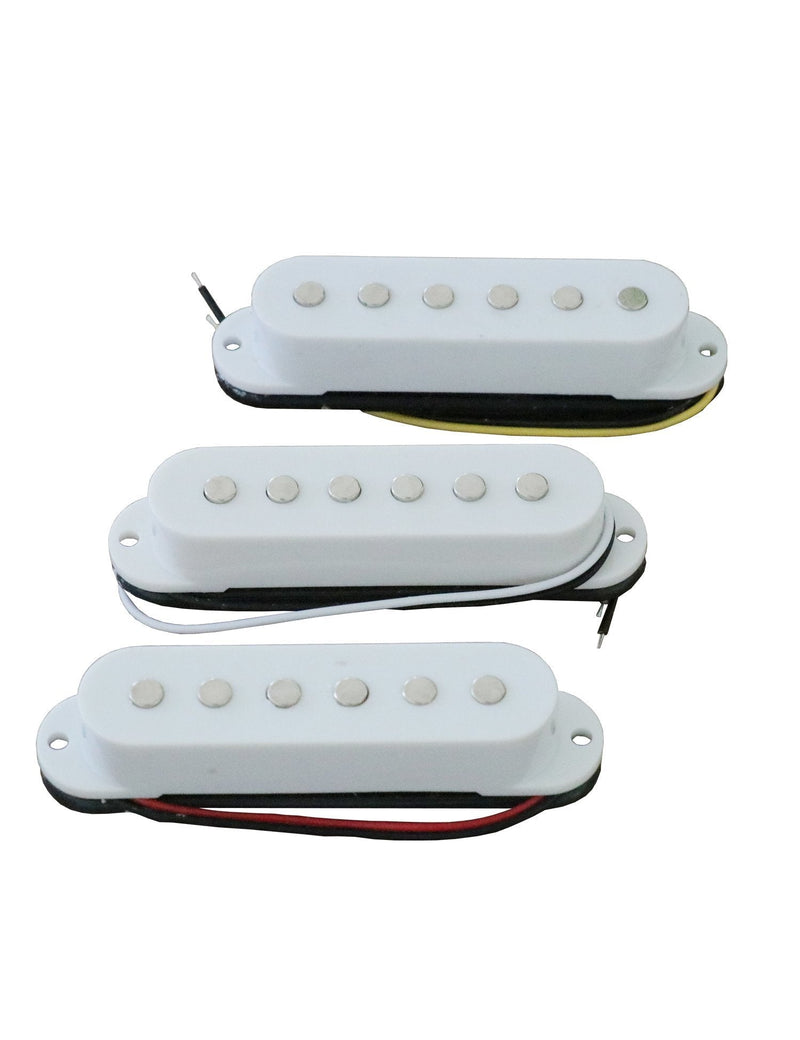 Electric Guitar Pickup Ceremic Magnet Neck Middle Bridge Single Coil Pickups Compatible with Strat Style SSS Electric Guitar Parts Replacement Set of 3Pcs White.