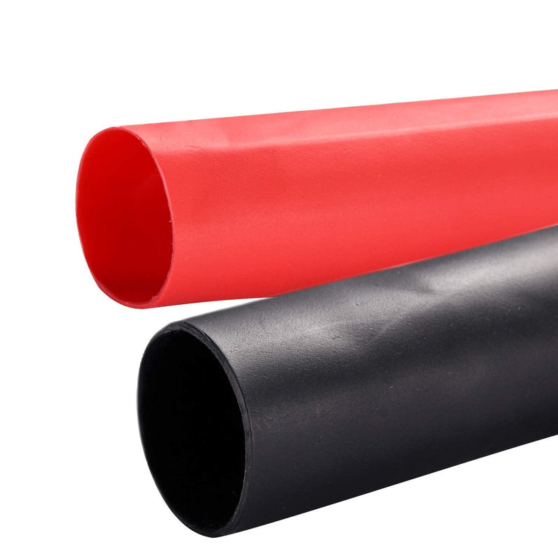 Young4us 2 Pack 3/4'' Heat Shrink Tube 3:1 Adhesive-Lined Heat Shrinkable Tubing Black&RED 4Ft 3/4''(19.1mm,4Ft)