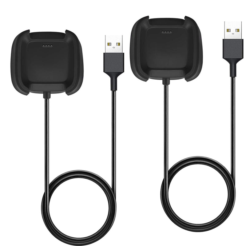 Compatible for Versa Charger/Lite Edition/Special Edition,KingAcc 2-Pack 3.3ft Replacement USB Charging Cable Cord Charger Cradle Dock Adapter for Versa Smart Watch [Not for Versa 2] Black