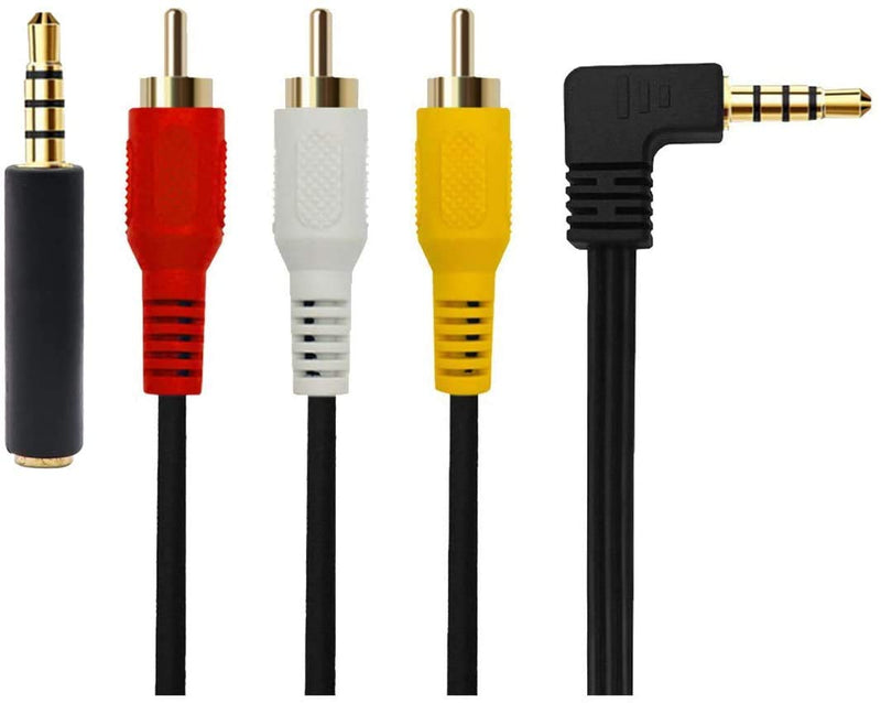 3.5 mm to RCA AV Camcorder Video Cable,3.5mm Male to 3RCA Male Plug Stereo Audio Video AUX Cable for Smartphones,MP3, Tablets,Speakers,Home Theater (3.5mm Elbow 2.5m)… 3.5mm Elbow 2.5m