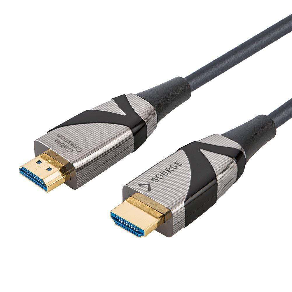 Fiber HDMI Cable, CableCreation 66ft 4K@60HZ HDR HDMI 2.0 Fiber Optical Long Cable, Ultra Slim and High Speed w/Ethernet Supports 18Gbps, 3D, Dolby Vision, HDCP2.2, Audio Return, Black, 20m