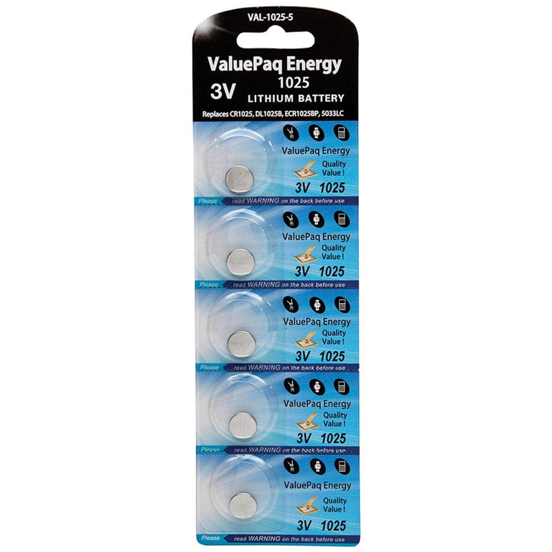 Dantona Valuepaq Energy 1025 Lithium Coin Cell Batteries, 5 Pack