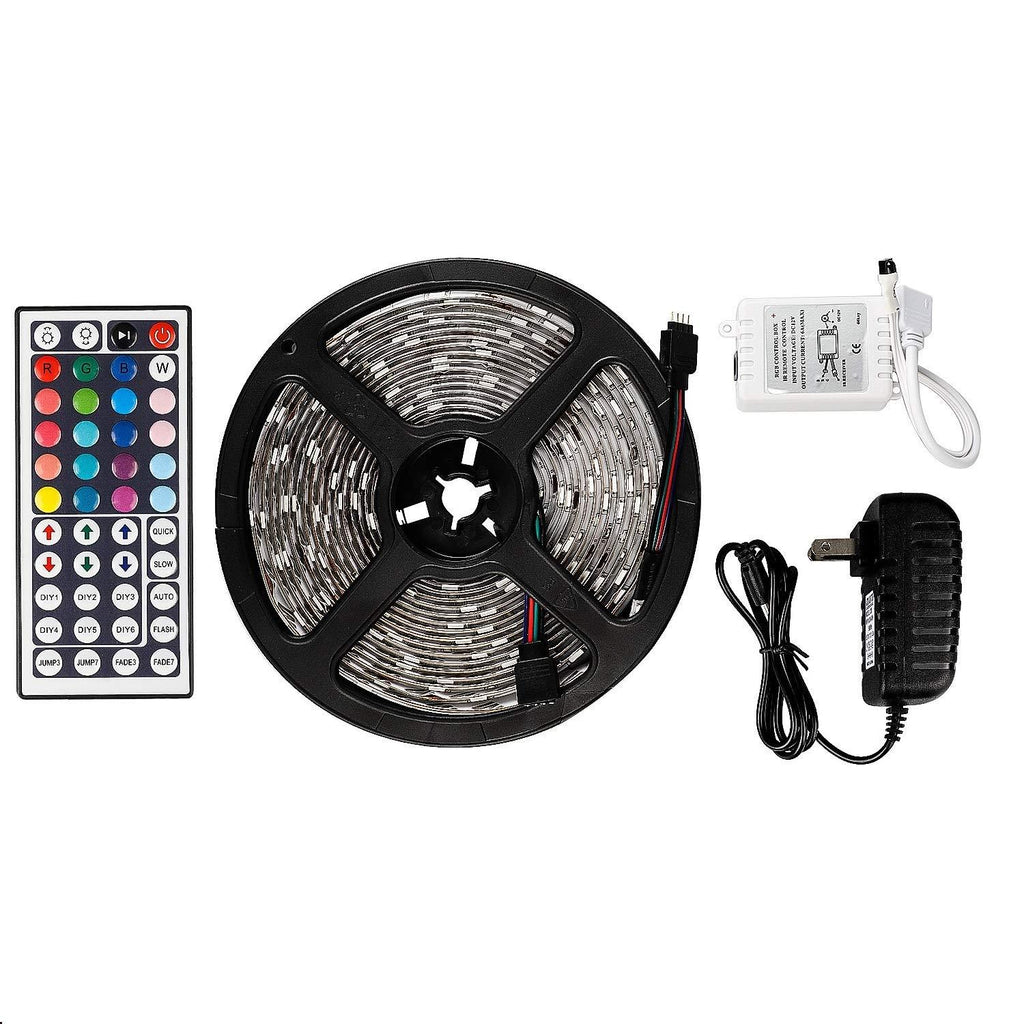 [AUSTRALIA] - LED Strip Lights Waterproof Tape Lights Dimmable LED Lights Kit 16.4ft DC 12V 150 Units 5050 RGB LED TV Backlight Strip with 44 Key Remote Controller and Power Adapter for Home, Kitchen,Decoration 