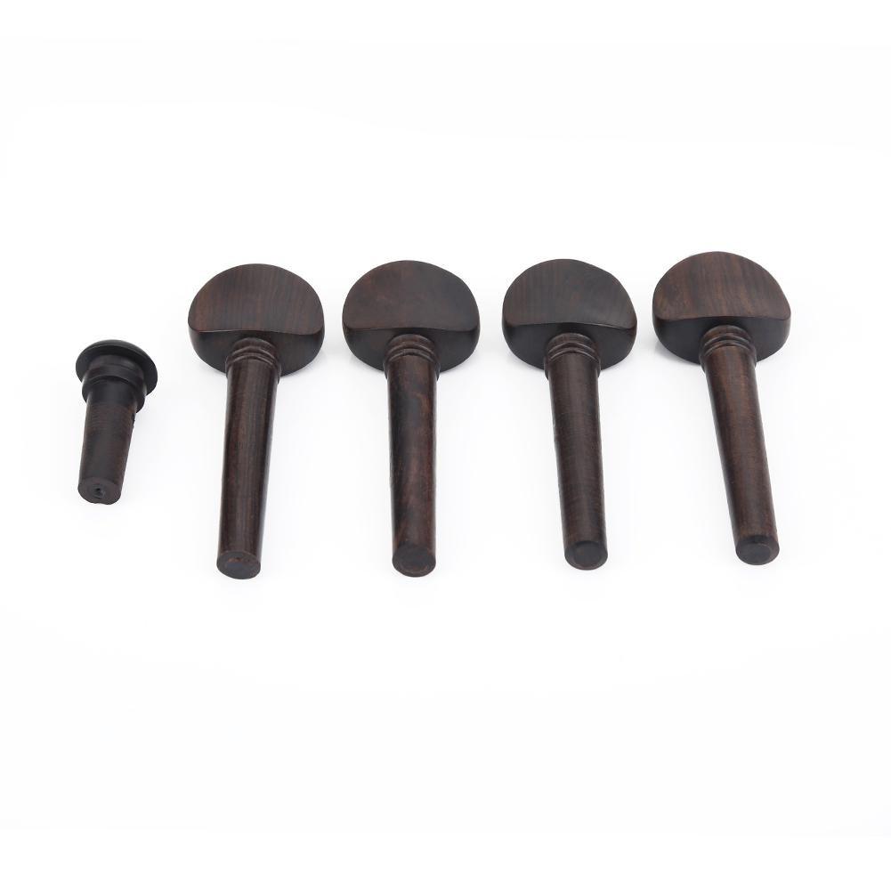 4Pcs Violin Tuning Pegs Ebony Wood Tuning Pegs with Endpin for 4/4 Violins Instruments Replacement