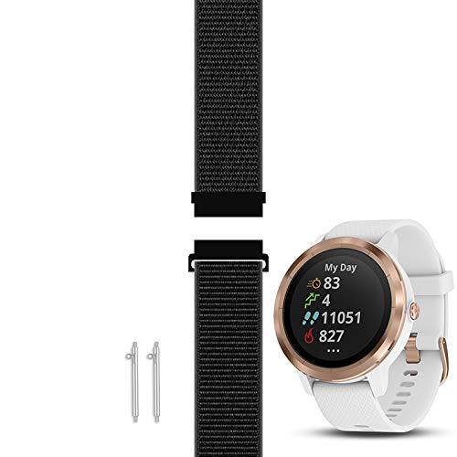 C2D Joy Compatible with Garmin Vivoactive 3 (Music) and Vivomove (HR) Replacement Band with Custom Quick Release Spring Bar, Sport Mesh Strap Nylon Weave Watchband for Sports - S/M Medium (Fits 6.1"-8.5" wrists) 10# Dark Black