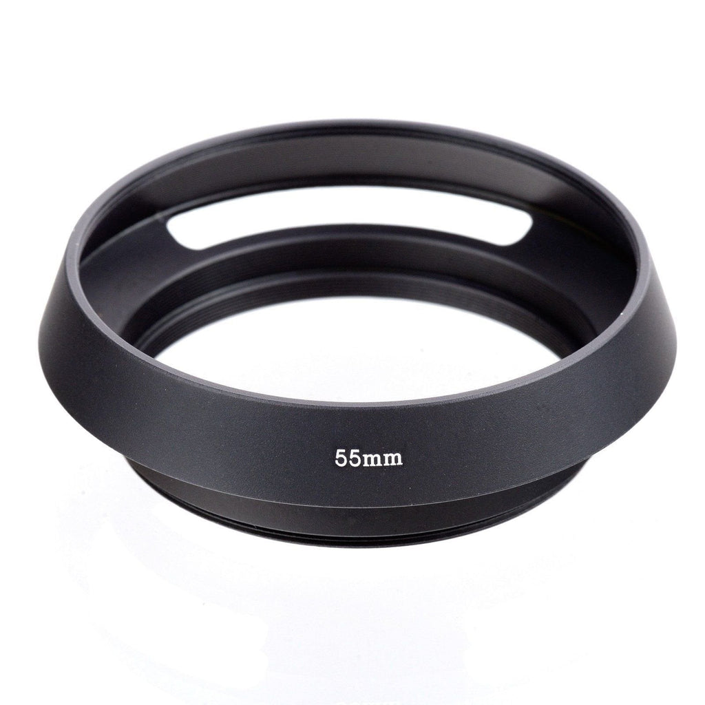 55mm Vented Curved Metal Lens Hood Compatible Fuji/Sony/Canon/Leica, zhongyi 35mm f/0.95 - Black Color
