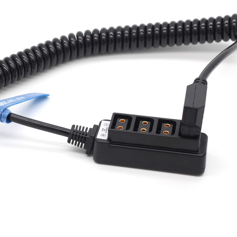 SZJELEN D-tap 4-Port Female P-tap Splitter Coiled Adapter Cable for Photography Power/Anton Bauer V-Mount Battery (Spring Line) Spring Line