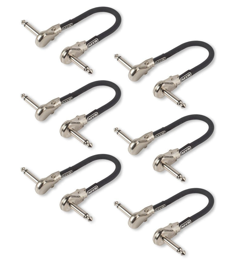 [AUSTRALIA] - Dunlop MXR 6 Inch Right Angle Pancake Guitar Patch Cables for Effects Pedals, 6 Pack 
